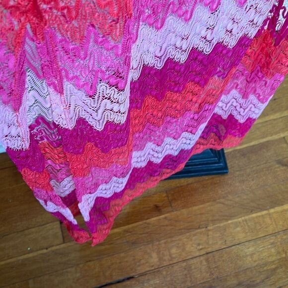 Trina Turk CASCADE CROCHET ASYMMETRICAL MAXI DRESS/Cover Up Pink Medium - Picture 5 of 8